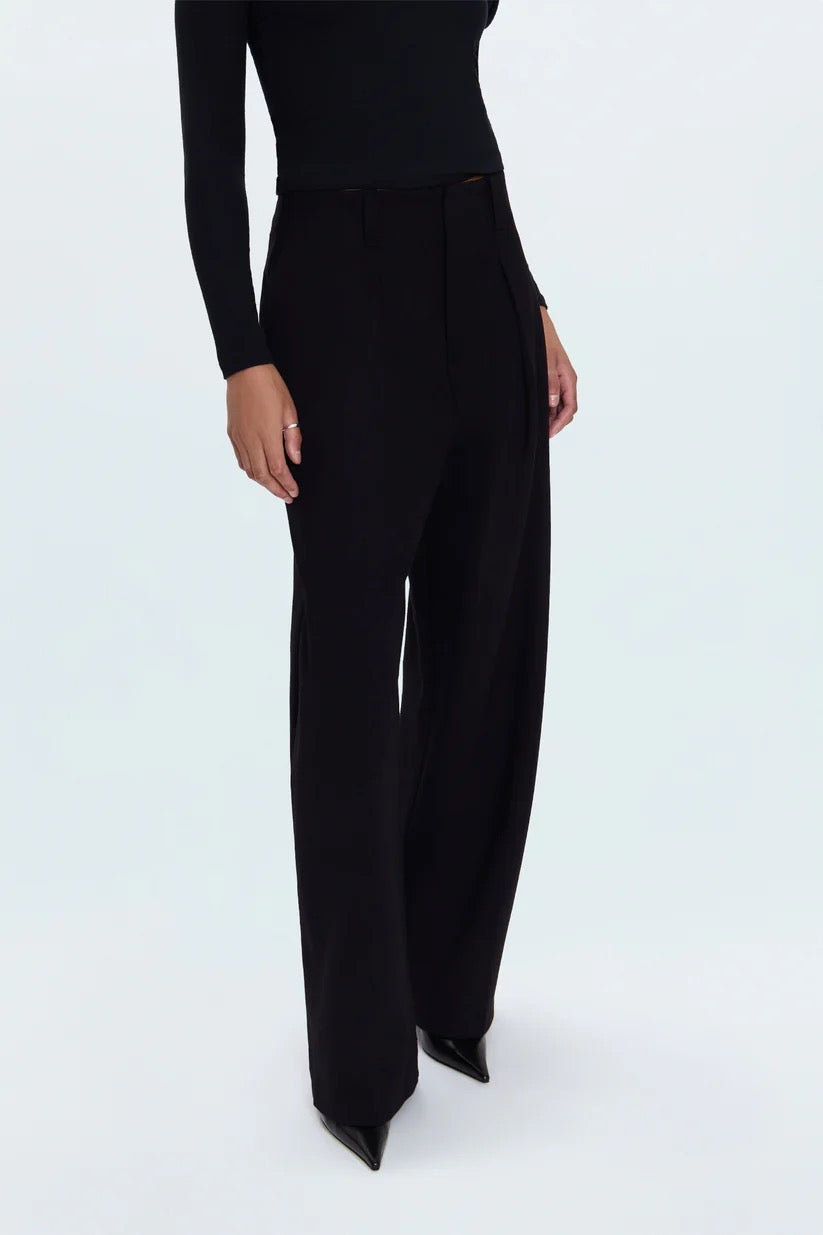 Pistola NWT Eden Pleated Barrel Leg Trousers in Night Out Black | Size 28
