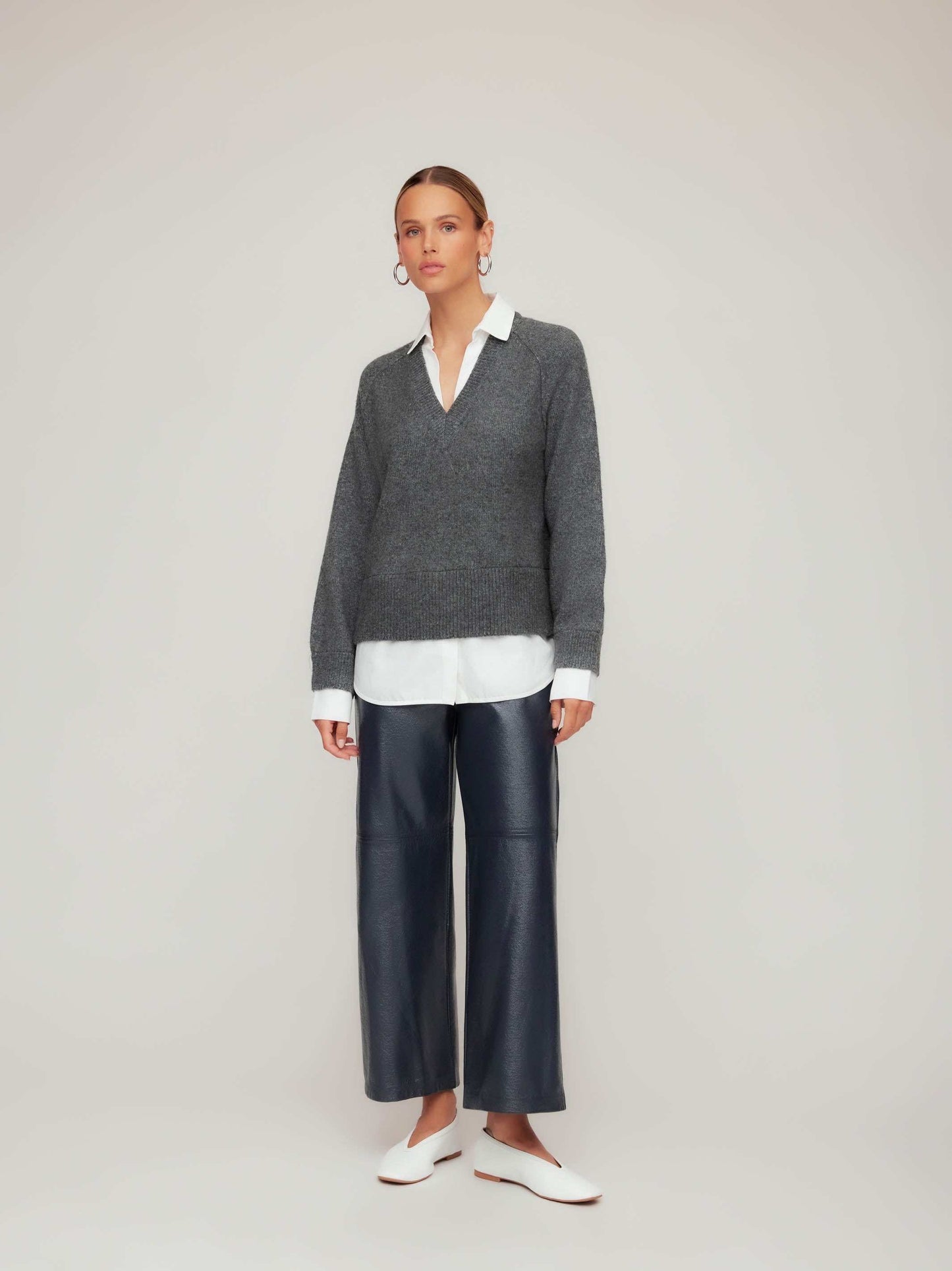 NWT Fifteen Twenty Carrie Mixed Media Sweater in Charcoal Gray | Size Large