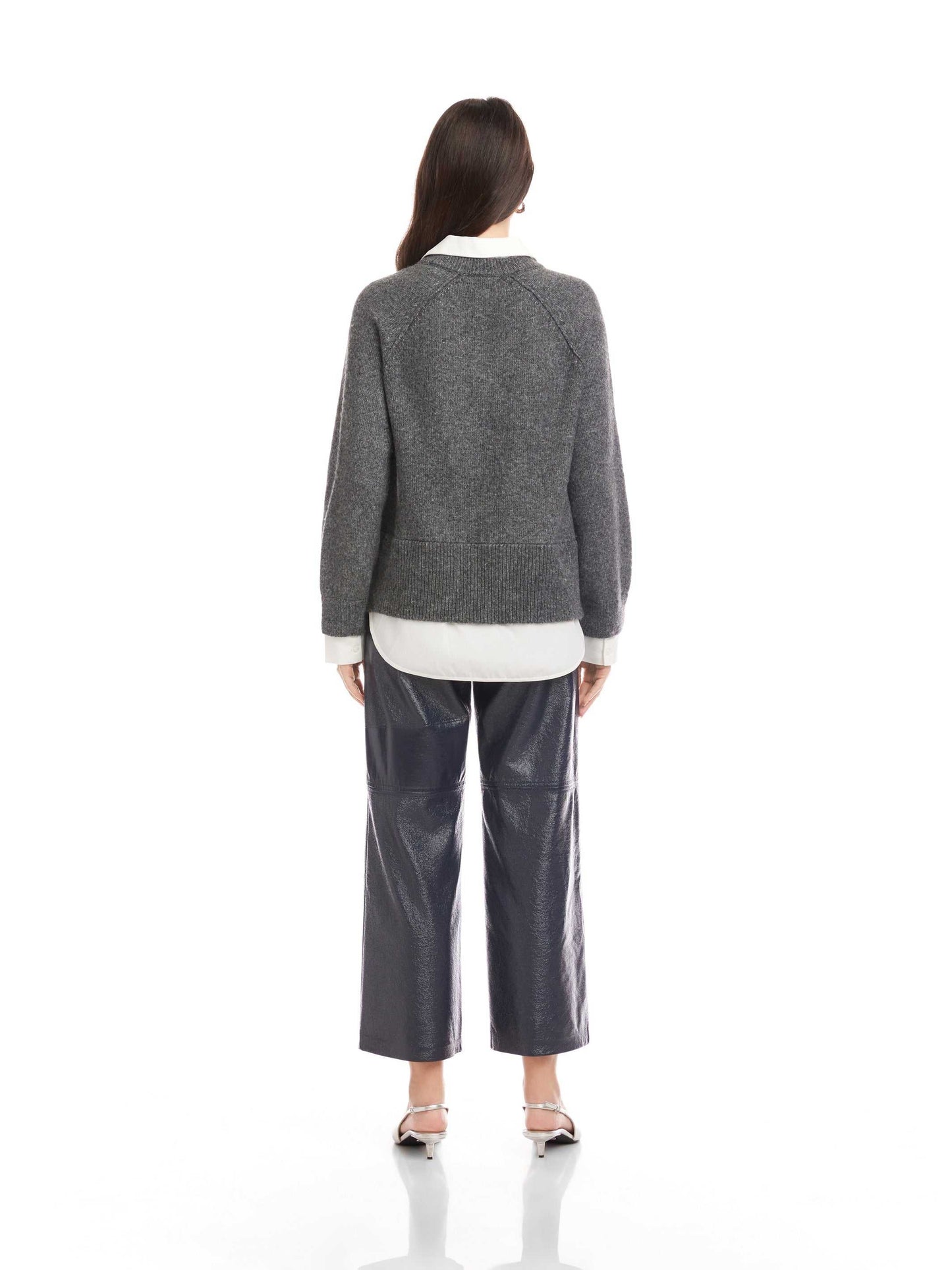 NWT Fifteen Twenty Carrie Mixed Media Sweater in Charcoal Gray | Size Large