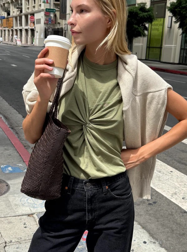 NWT Nation Los Angeles Neve Twist Front Tank Top in Matcha Green | Size XS