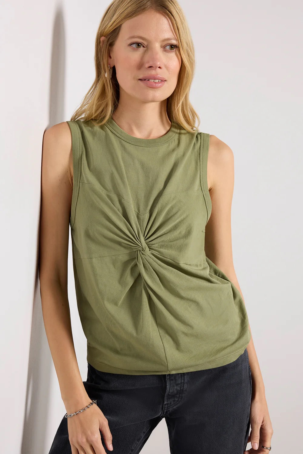 NWT Nation Los Angeles Neve Twist Front Tank Top in Matcha Green | Size XS
