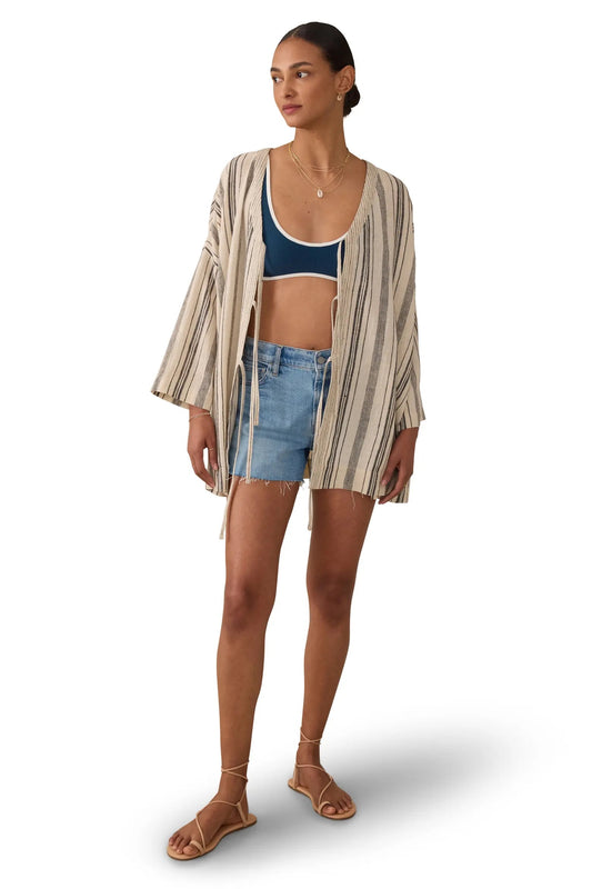 Faherty Rip Tide Stripe Organic Cotton Cover-Up Tunic | Size Medium