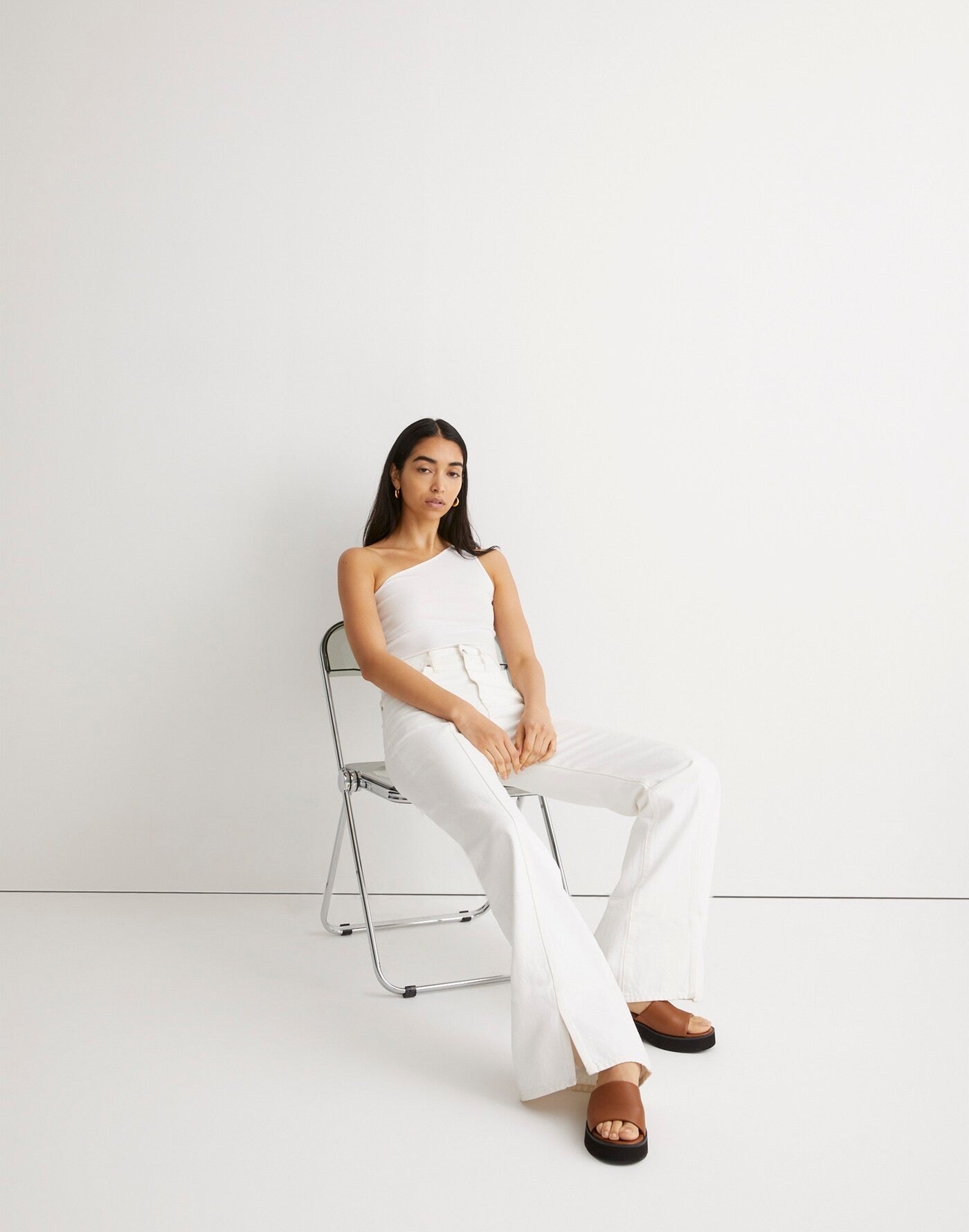 NWT Madewell White Baggy Flare Front Slit Jeans | Size 28