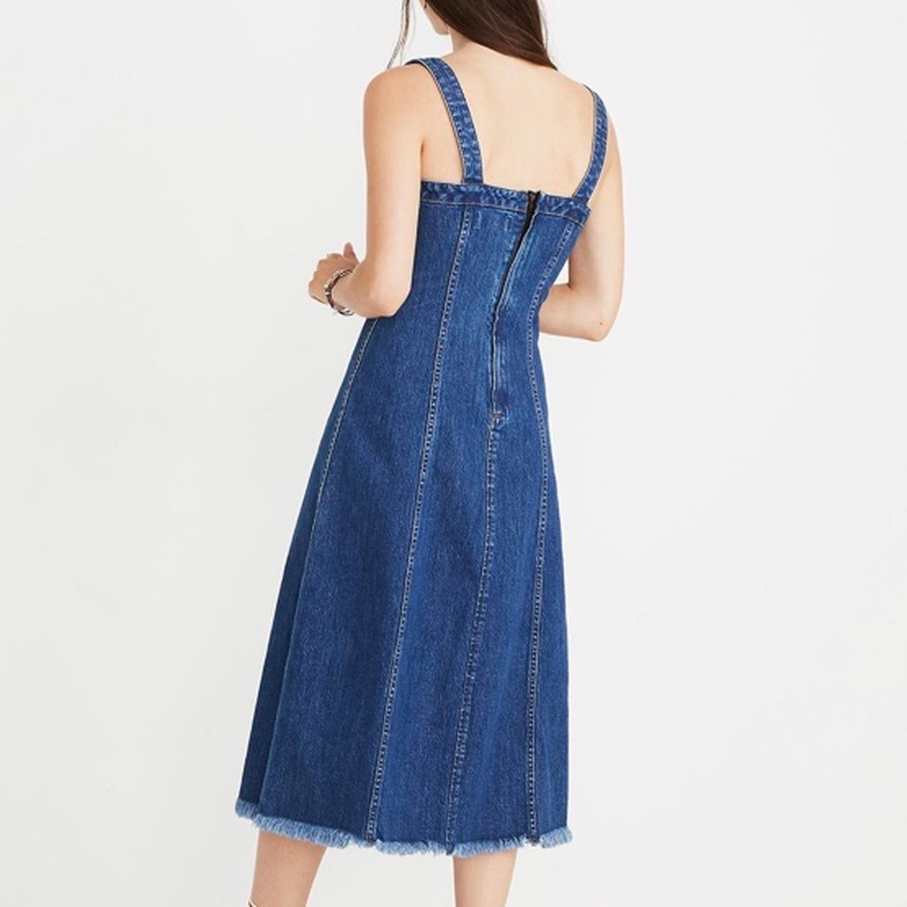 Madewell Raw Hem Denim Midi Seamed Dress | Size 6