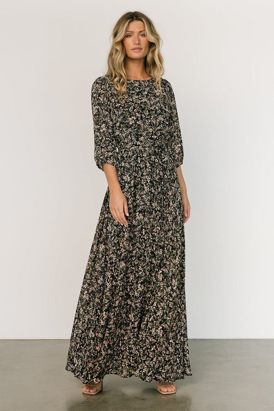 Baltic Born Black Floral Boho Maxi Dress | Size XL