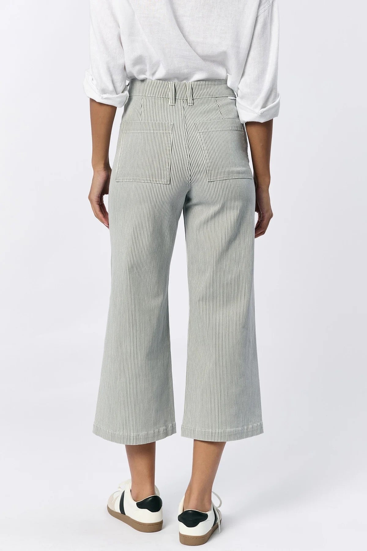 Dear John Denim NWT Audrey Wide Leg Jean in Railroad Gray Stripe | Size 26