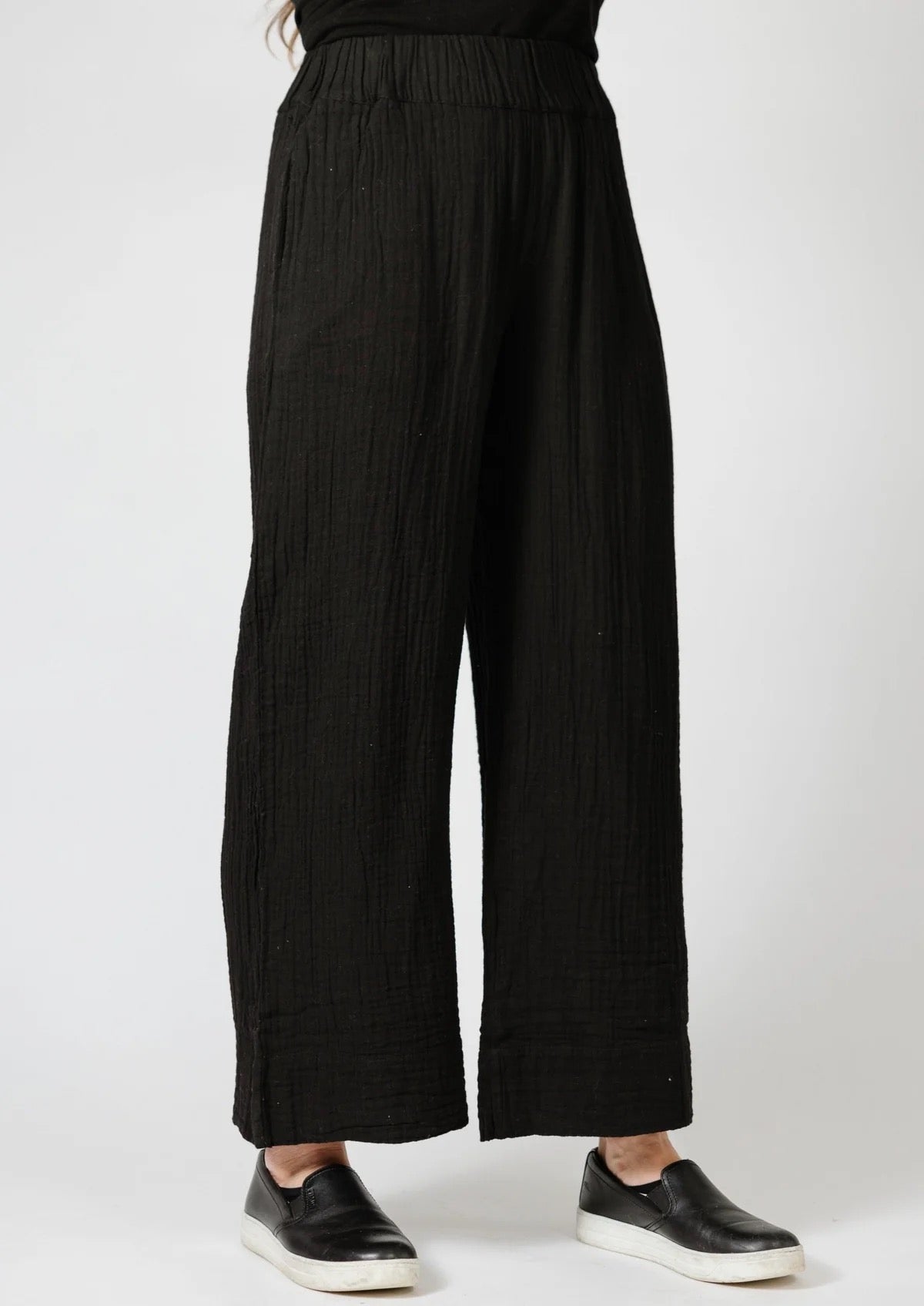 Shannon Passero NWT Reyanna Crop Pant in Black Cotton Gauze | Size XL