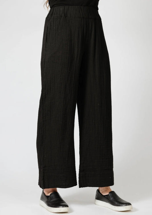 Shannon Passero NWT Reyanna Crop Pant in Black Cotton Gauze | Size XL