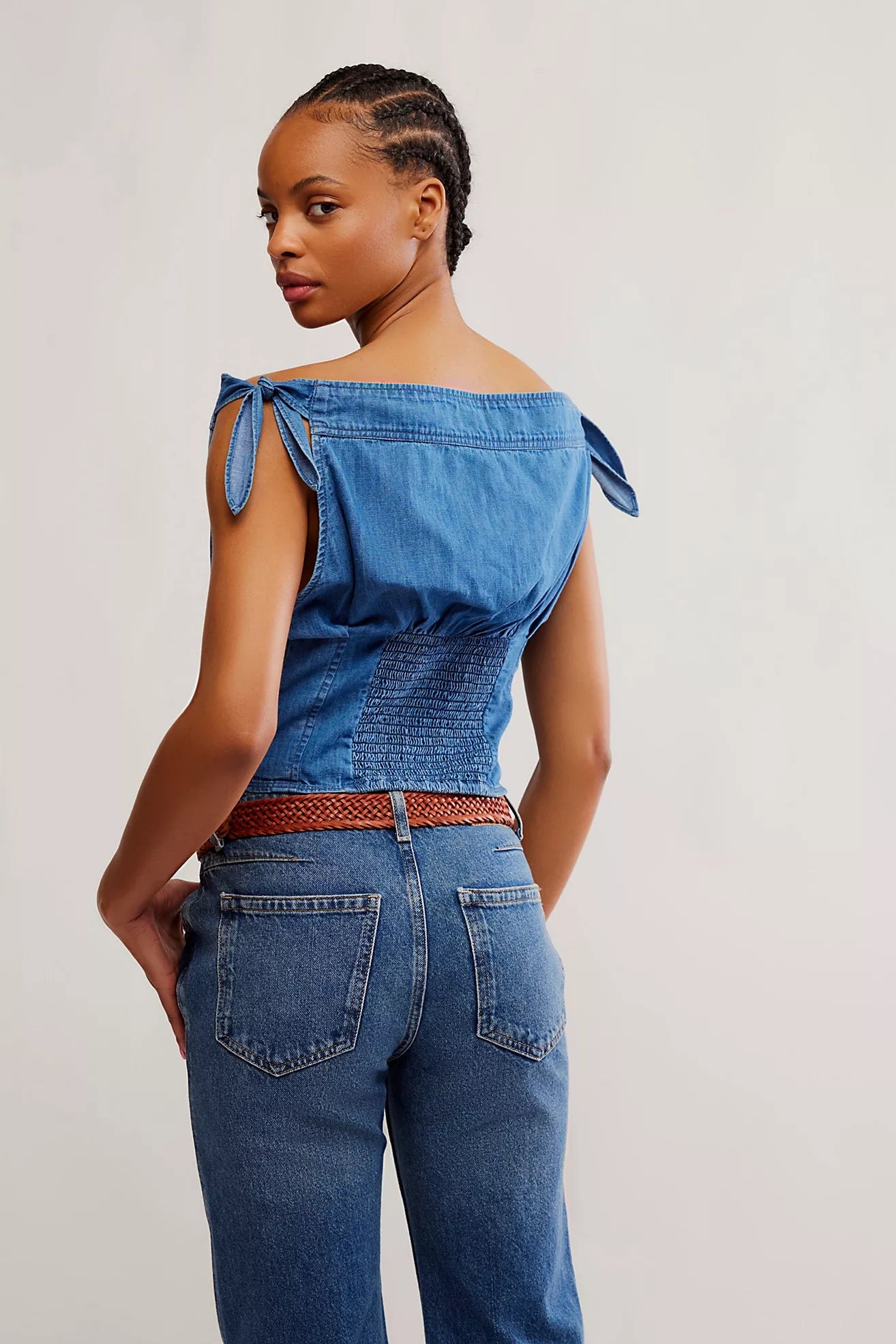 Free People NWT Louie Indigo Off The Shoulder Top | Size Medium