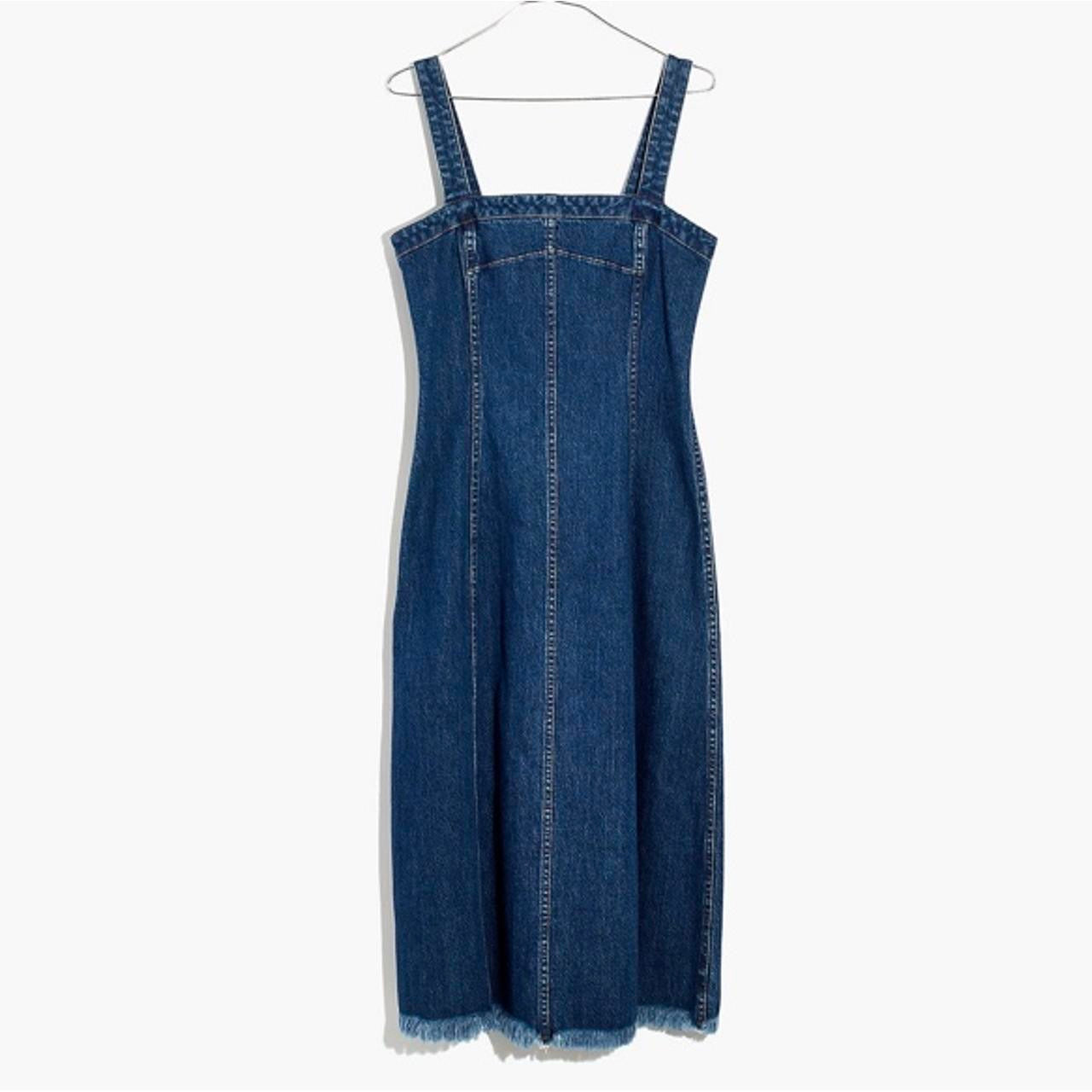 Madewell Raw Hem Denim Midi Seamed Dress | Size 6