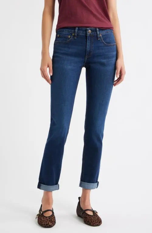 NWT Rag & Bone Dre Boyfriend Low Rise Slim Ella Dark Wash Raw Hem Jeans | Size 27
