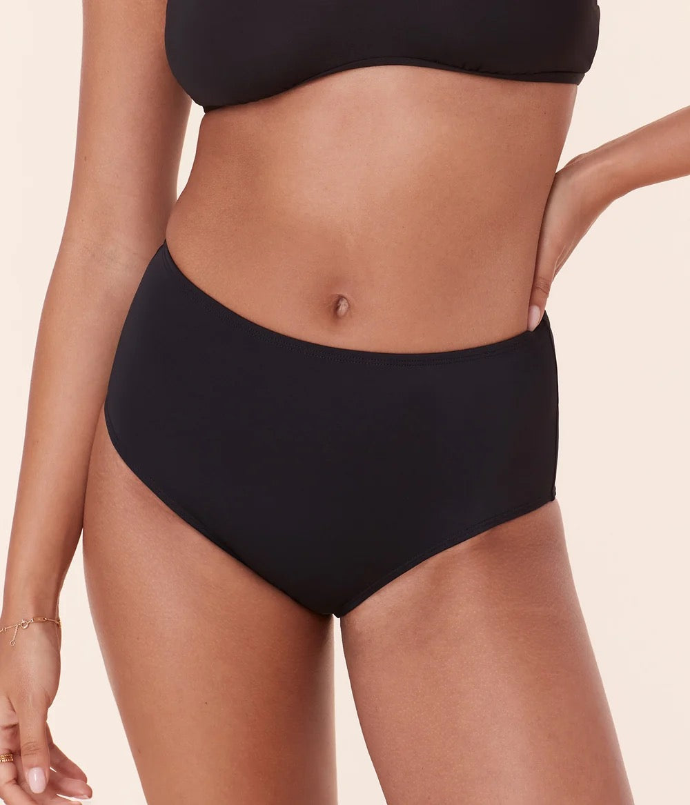 Andie Swim Black High Waisted Bikini Bottom | Size Large