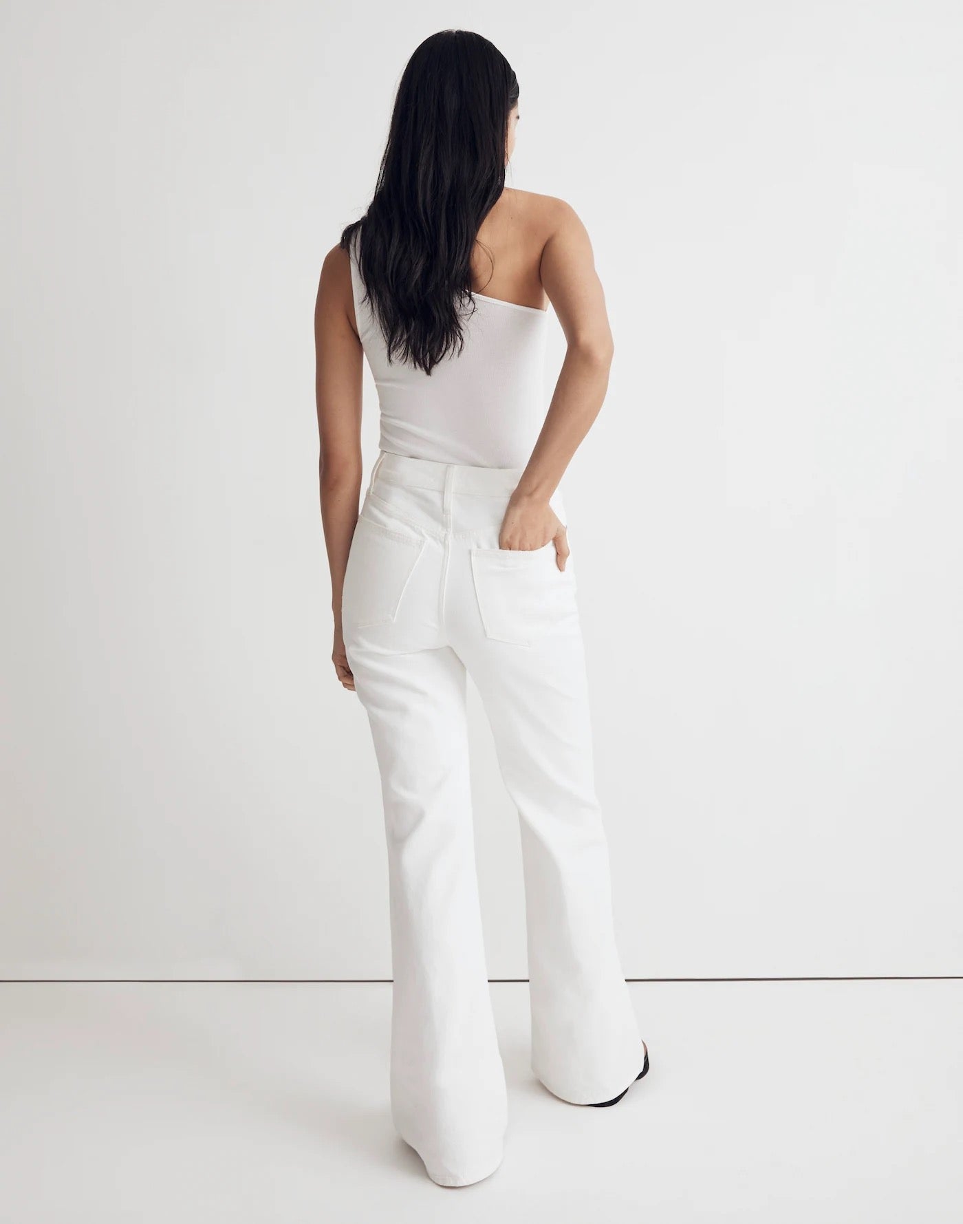 NWT Madewell White Baggy Flare Front Slit Jeans | Size 28