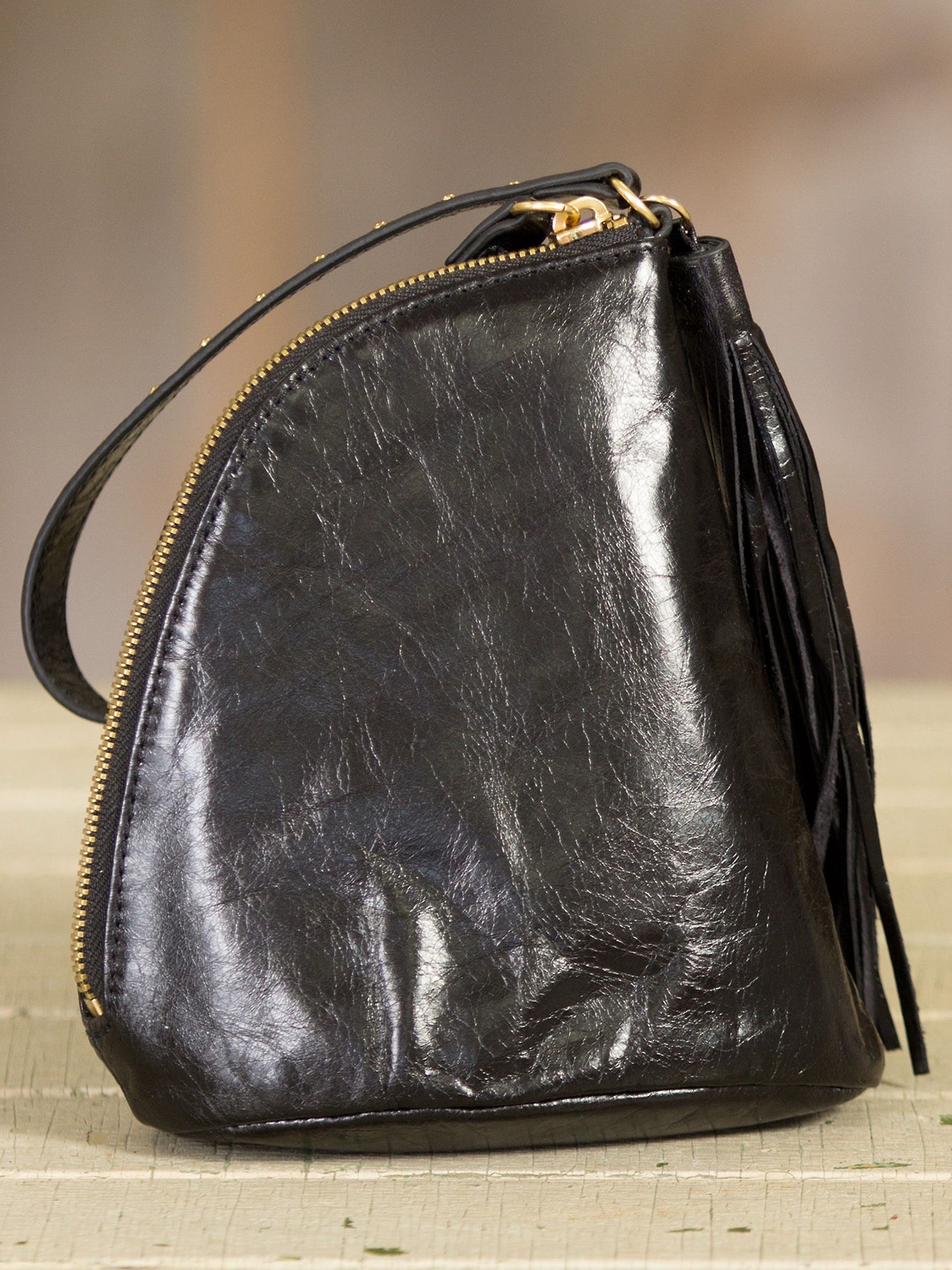 Hobo Twilight Leather Wristlet Clutch in Black