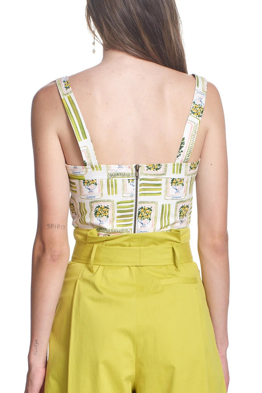 NWT Corey Lynn Calter Odell Linen Blend Crop Top in Lime Green | Size Large