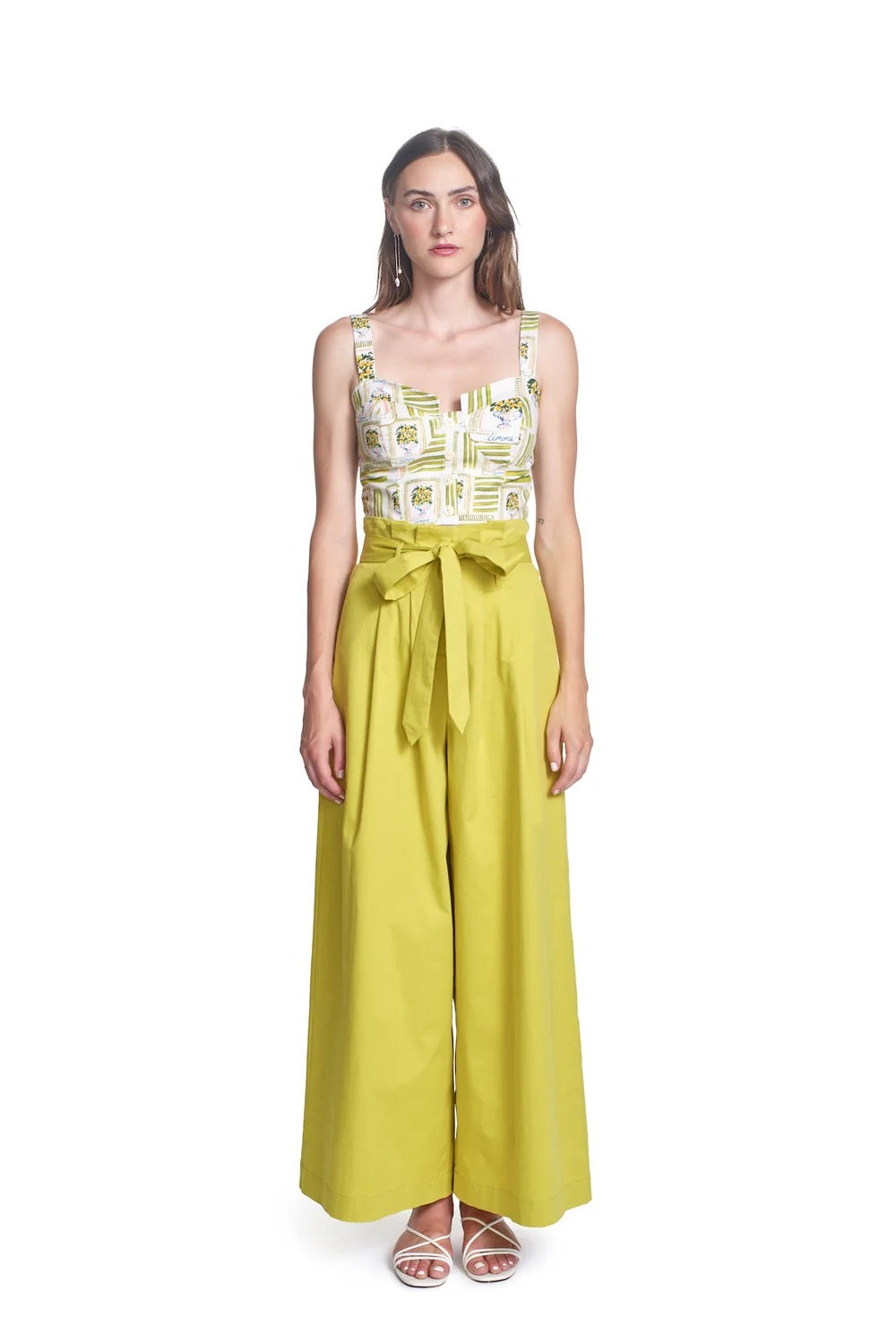 NWT Corey Lynn Calter Odell Linen Blend Crop Top in Lime Green | Size Large