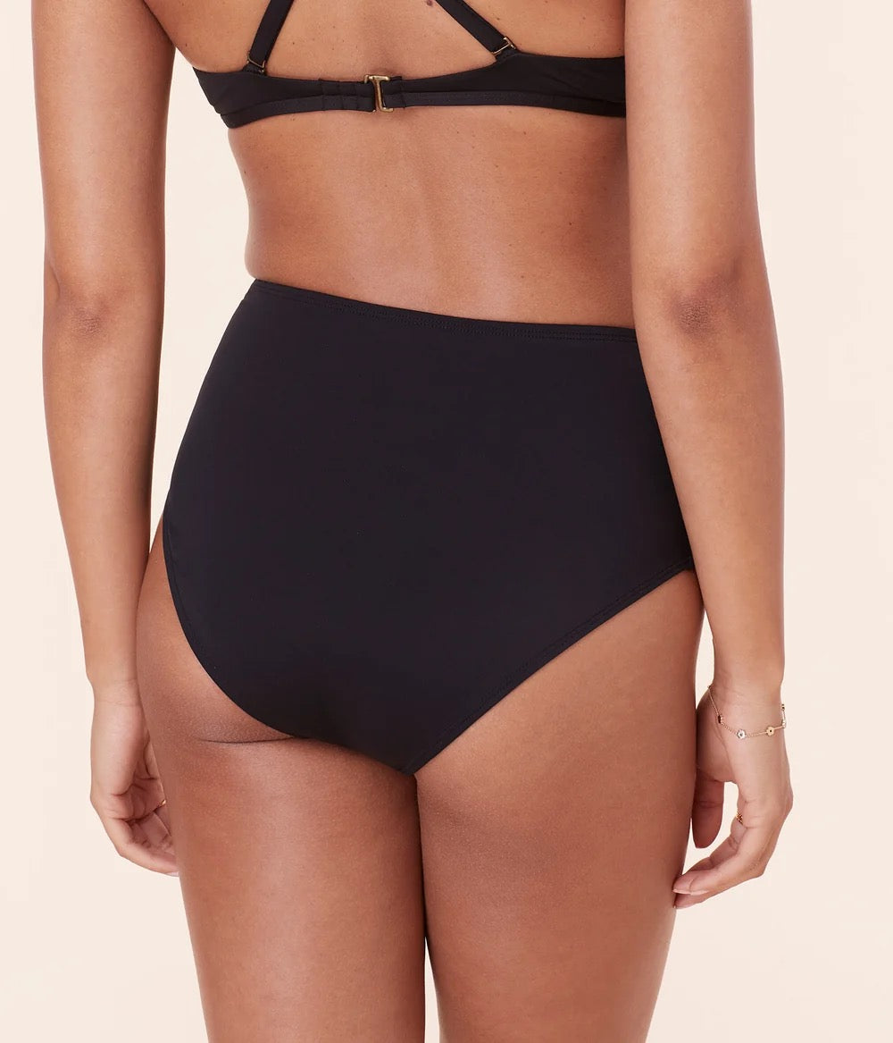 Andie Swim Black High Waisted Bikini Bottom | Size Large