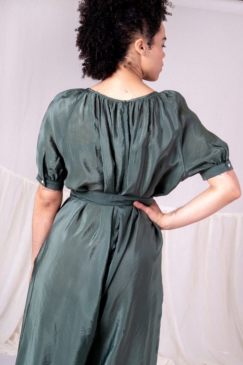 Caron Callahan Theos Green Bouncy Cupro Jumpsuit | Size Small