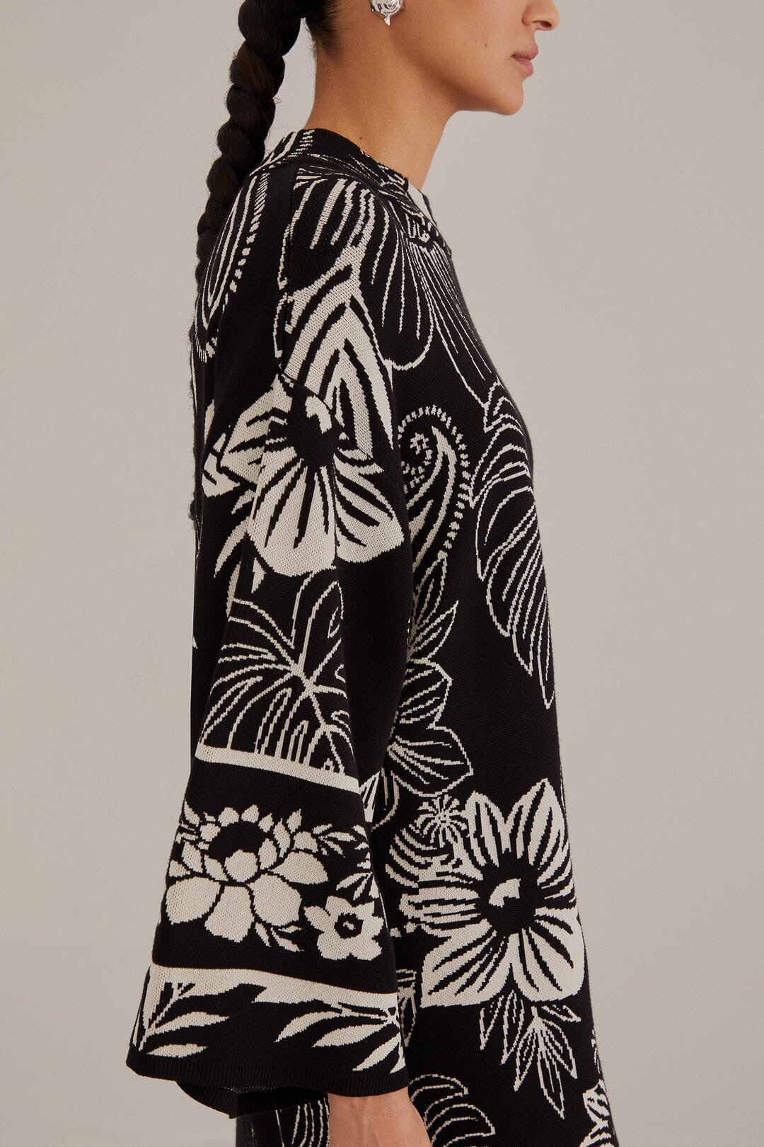 NWT Farm Rio Black Paisley Bloom Knit Dress | Size XS