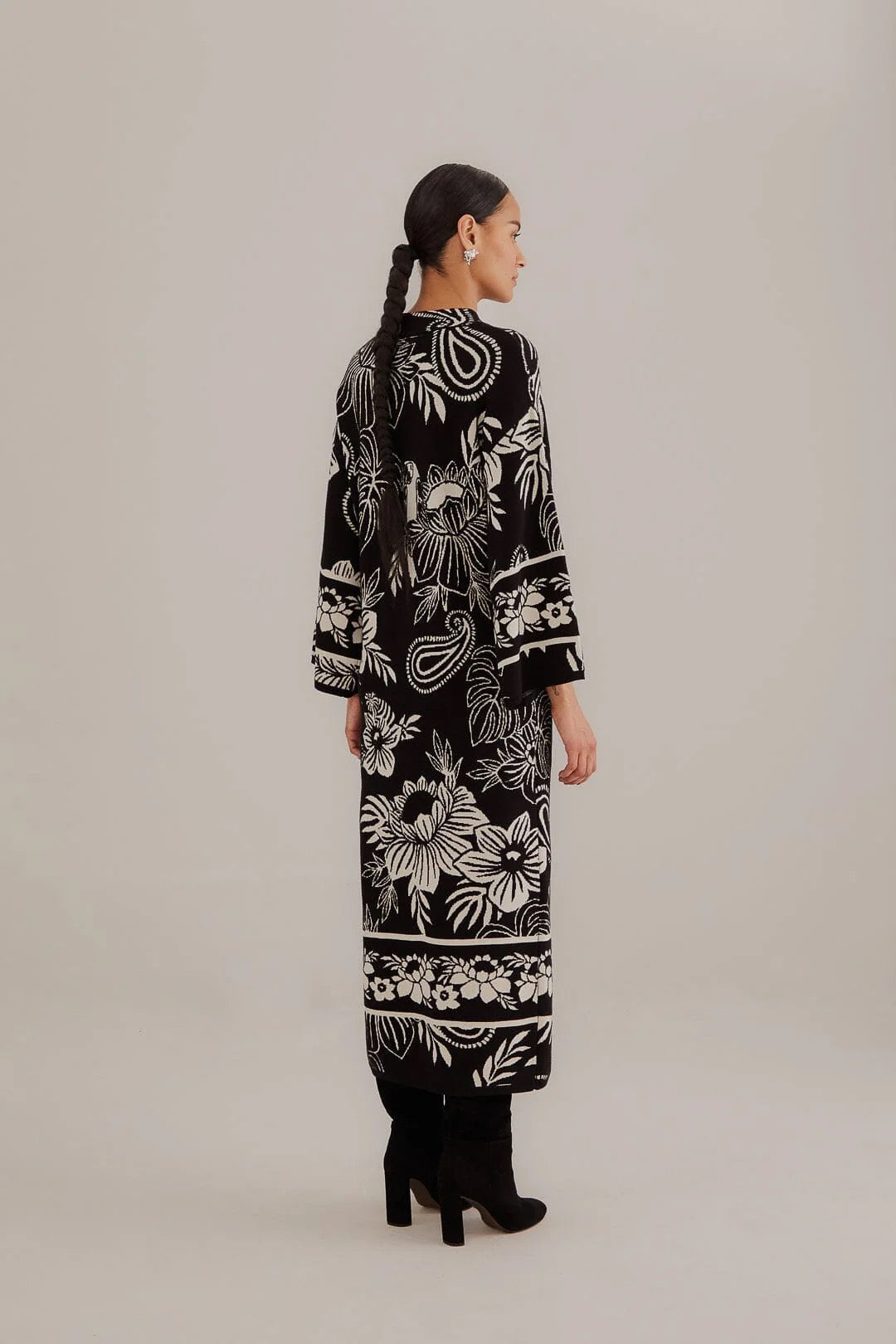 NWT Farm Rio Black Paisley Bloom Knit Dress | Size XS