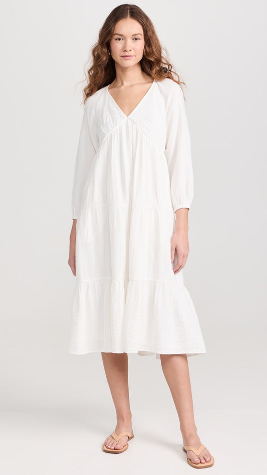 NWT Faherty Dream Cotton Gauze Sirene Dress in White | Size Small