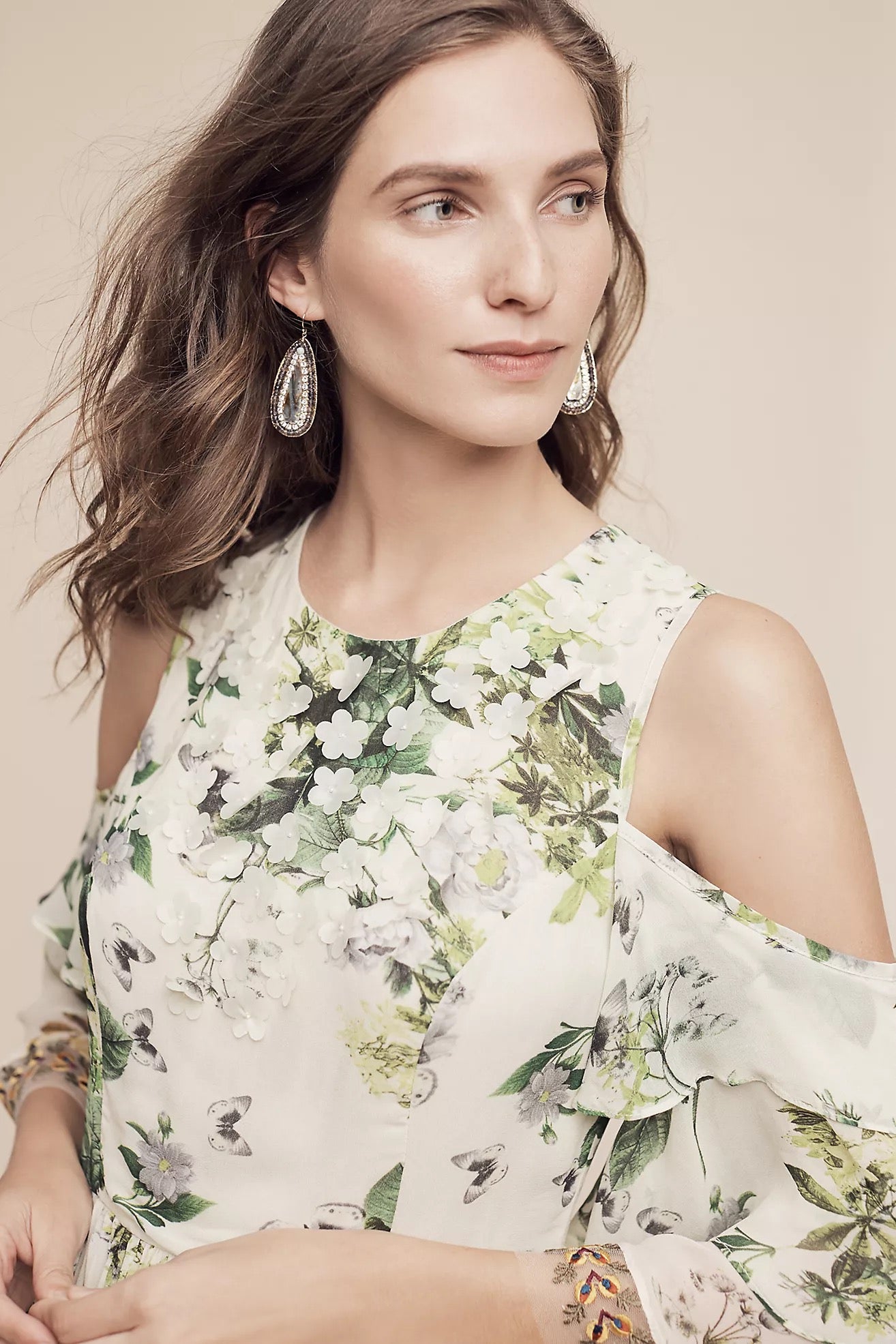 NWT Anthropologie Varun Bahl Petra Ruffled Open-Shoulder Dress | Size 8