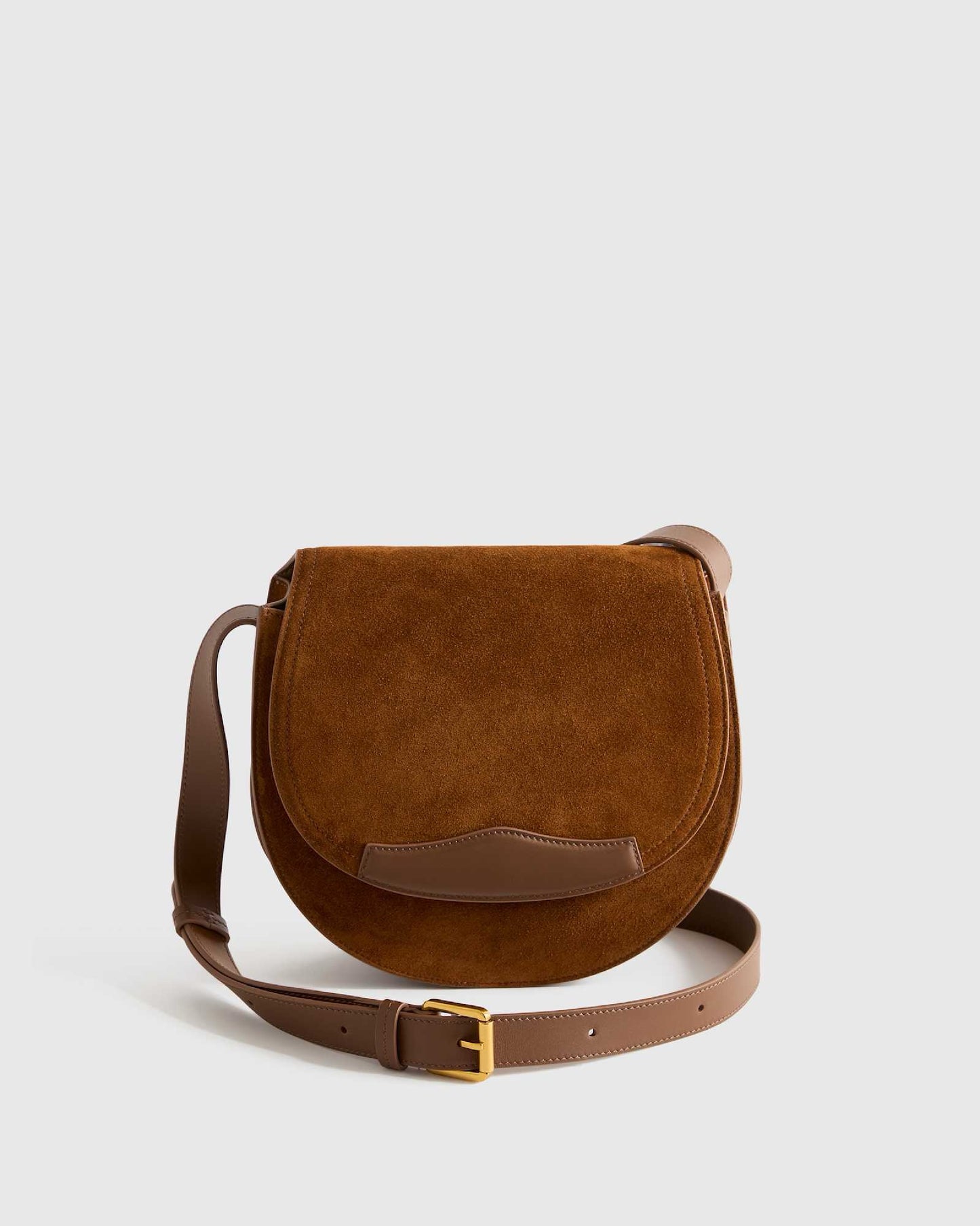 NWT Quince Italian Suede Saddle Bag in Whiskey Brown