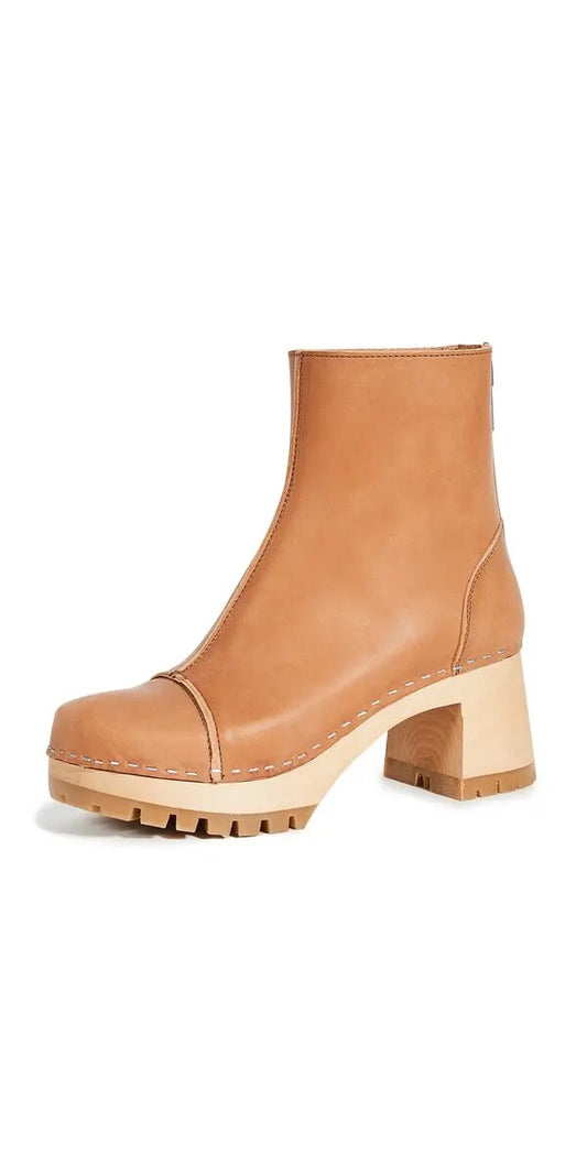 Swedish Hasbeens Stitchy Boots in Light Brown | Size 36