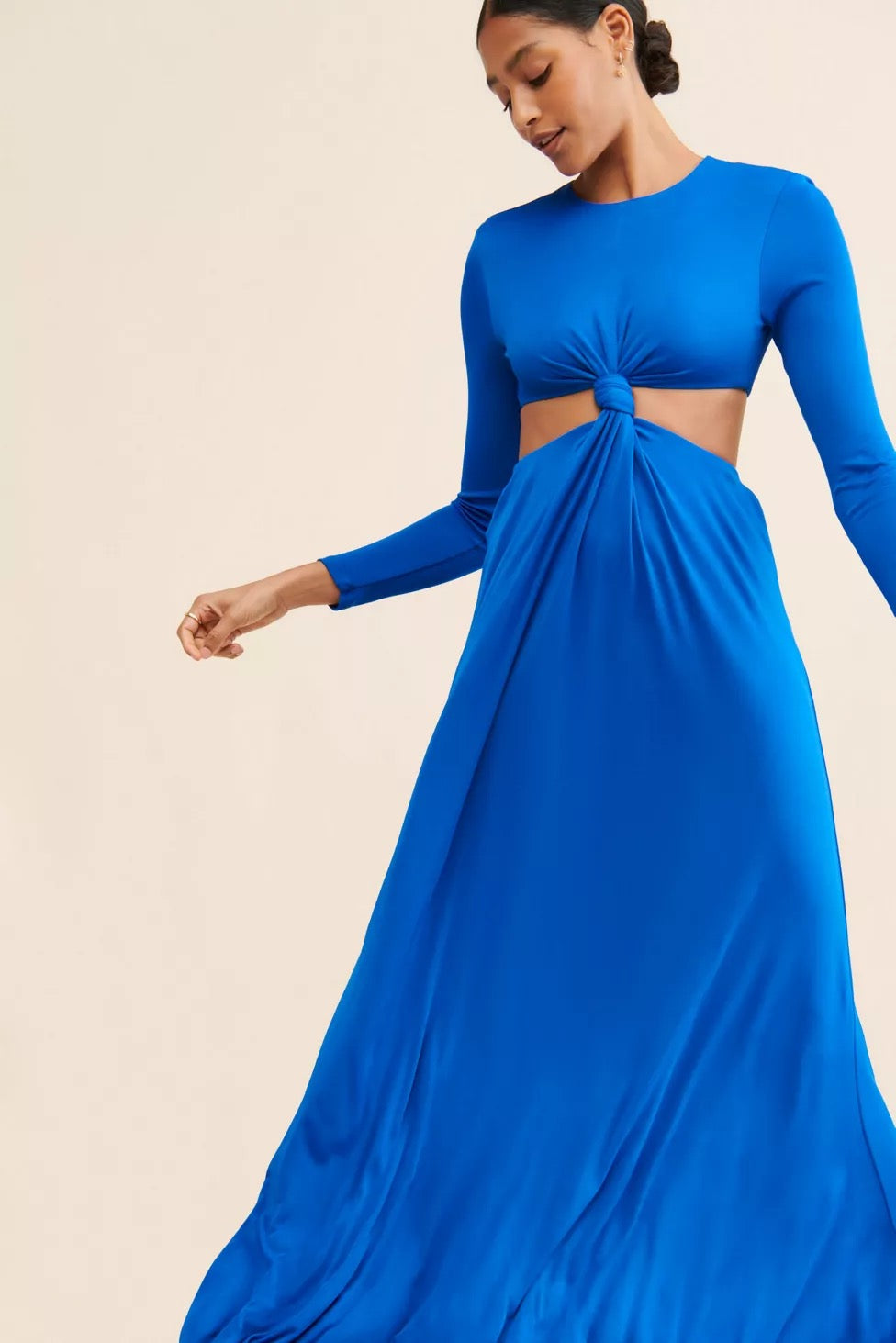 NWT FARM Rio Knotted Cut-Out Maxi Dress in Cobalt Blue | Size Large