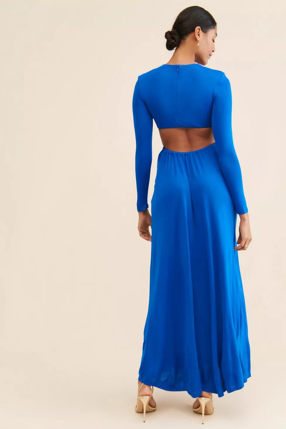 NWT FARM Rio Knotted Cut-Out Maxi Dress in Cobalt Blue | Size Large