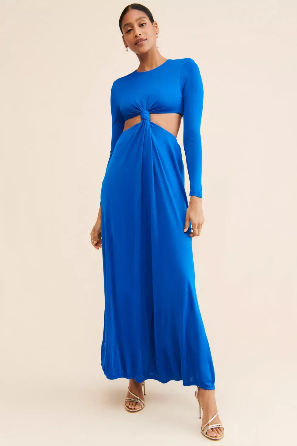 NWT FARM Rio Knotted Cut-Out Maxi Dress in Cobalt Blue | Size Large
