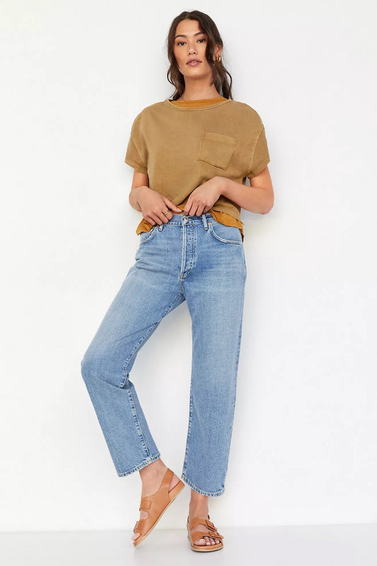 Citizens of Humanity Emery Crop Jeans in Light Indigo Wash | Size 28