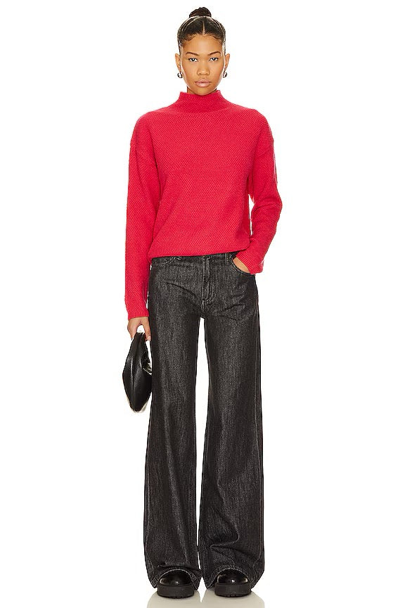 NWT Stitches & Stripes Fuschia Pink Remy Mock Neck Sweater | Size Medium