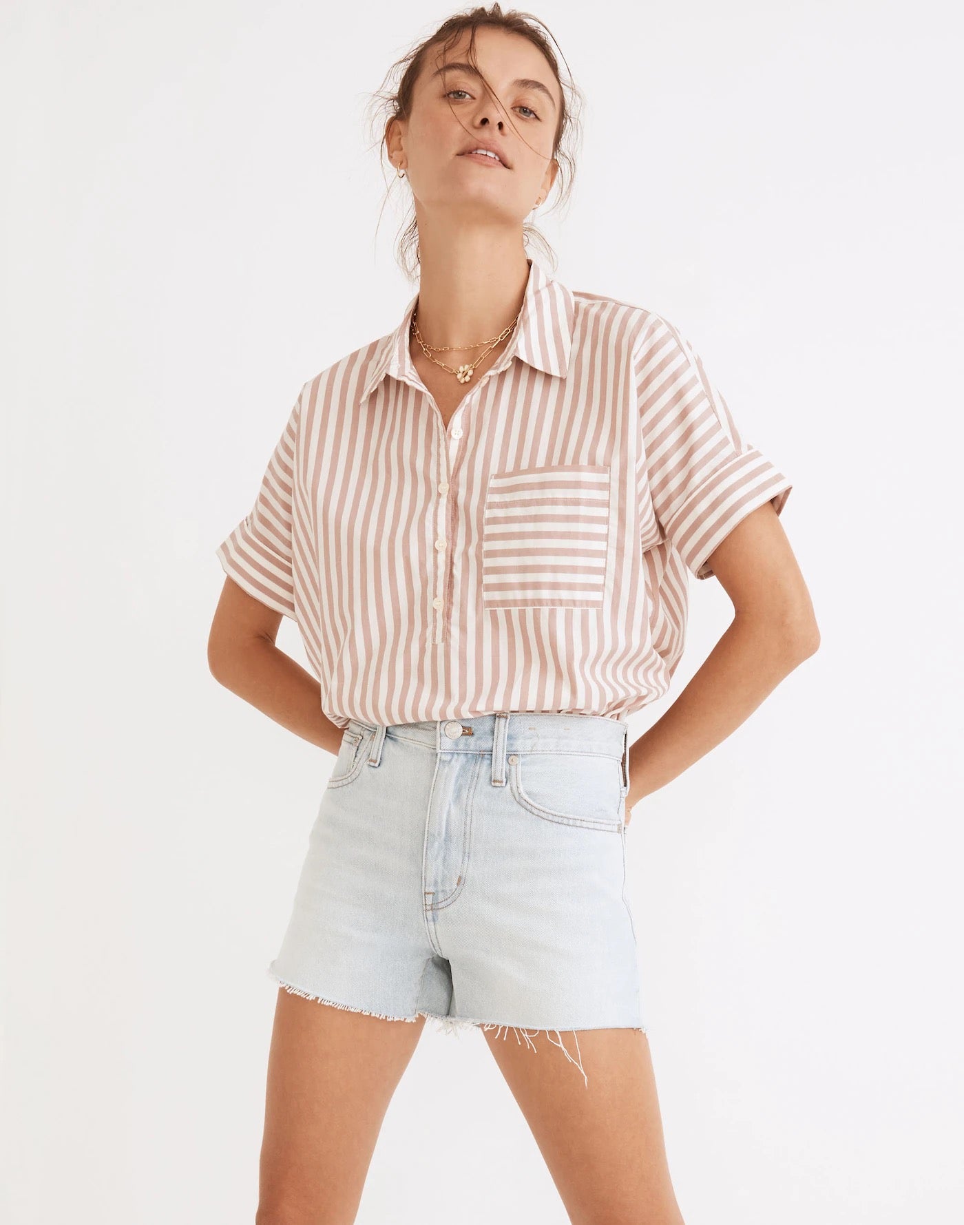 Madewell Relaxed Denim Shorts in Light Blue Wash | Size 28