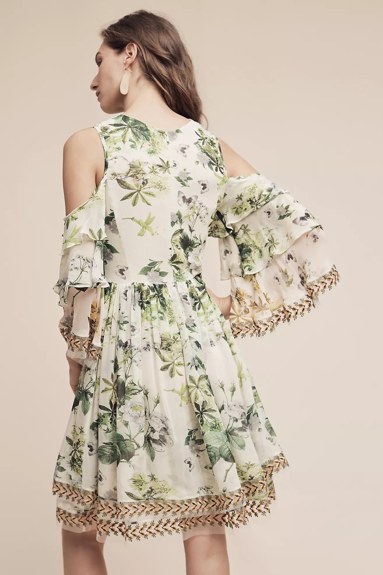 NWT Anthropologie Varun Bahl Petra Ruffled Open-Shoulder Dress | Size 8