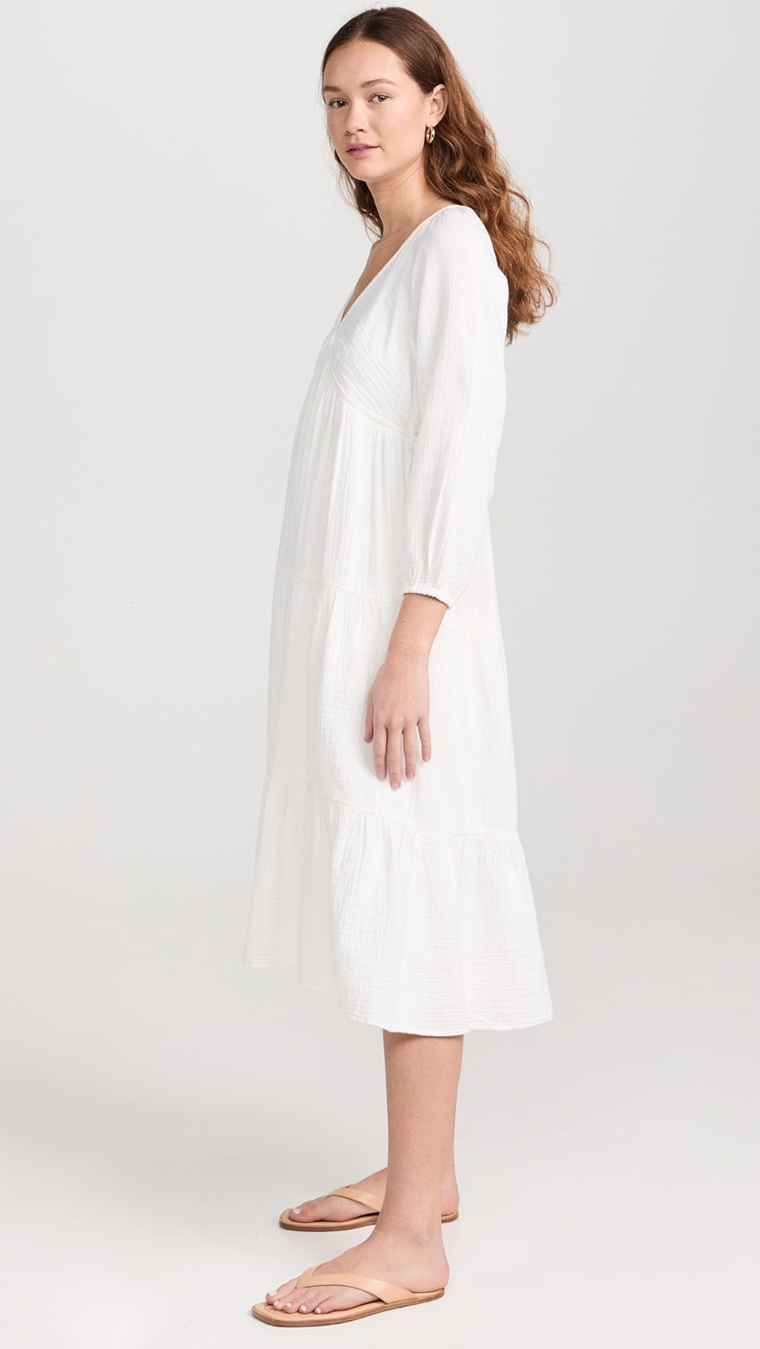 NWT Faherty Dream Cotton Gauze Sirene Dress in White | Size Small