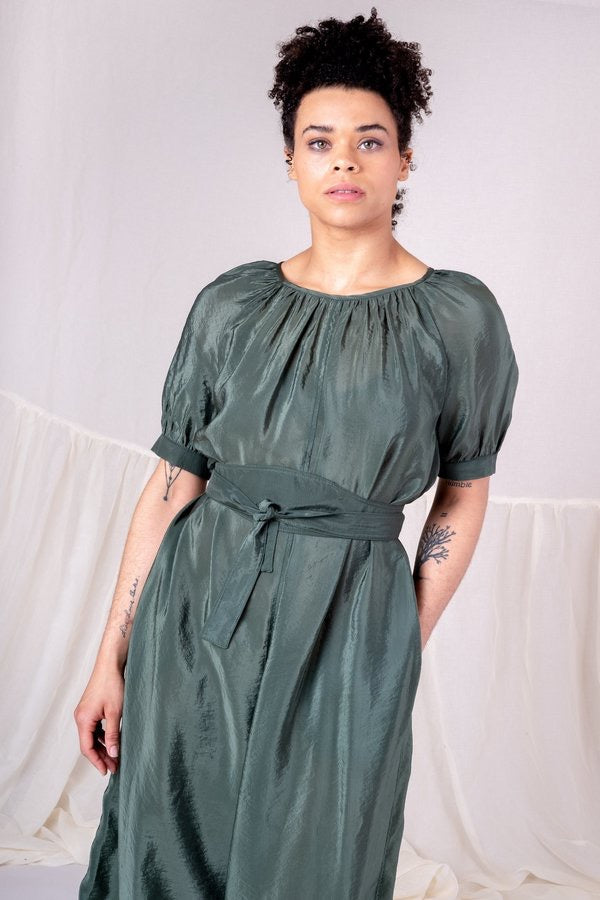 Caron Callahan Theos Green Bouncy Cupro Jumpsuit | Size Small