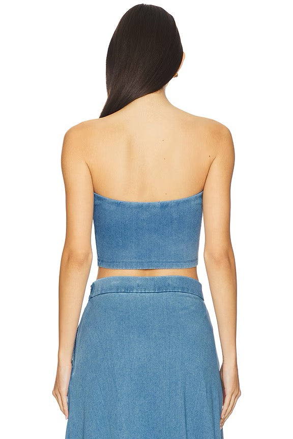NWT Susana Monaco Stretch Denim Cropped Tube Top | Size Large