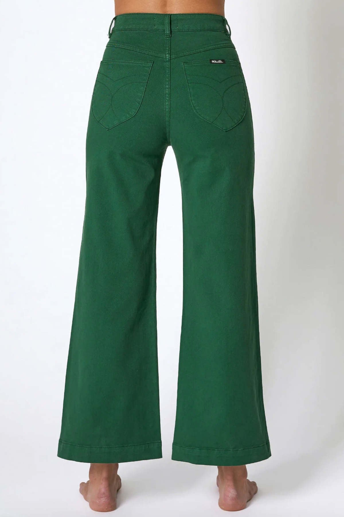 Rollas High Rise Wide Leg Sailor Pants in Basil Green | Size 29