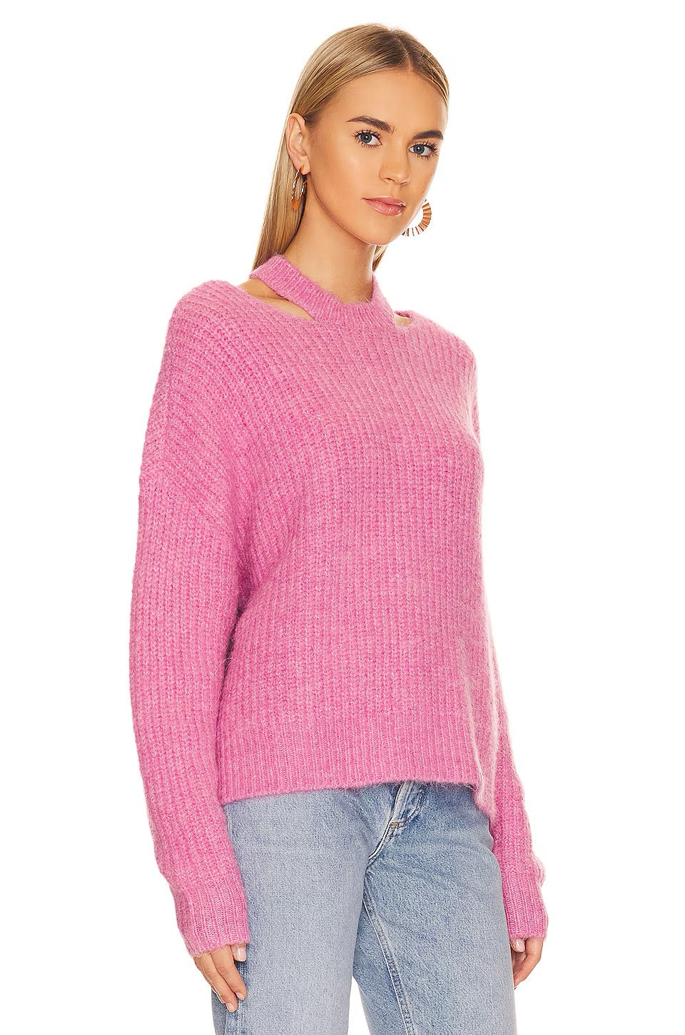 Pistola Eva Pullover With Neck Slit Top in Aurora Pink | Size Medium