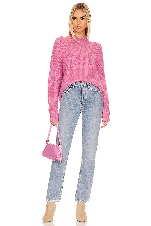 Pistola Eva Pullover With Neck Slit Top in Aurora Pink | Size Medium