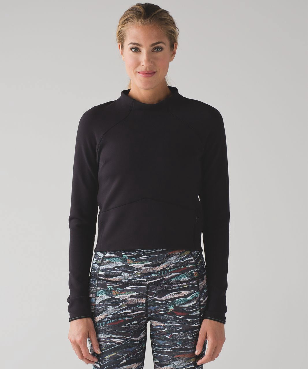Lululemon Black Hill and Valley Mock Neck Long Sleeve Shirt | Size 6