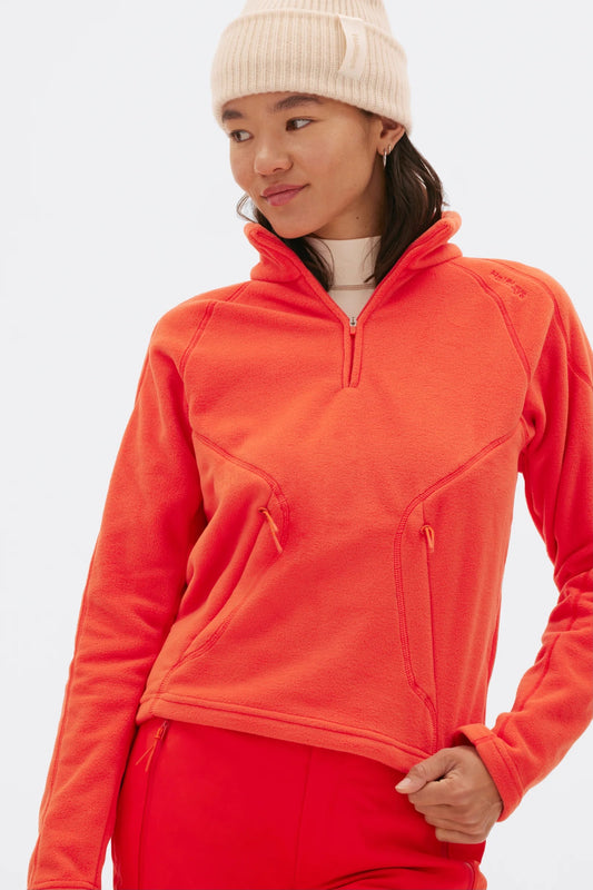NWT Halfdays Bonnie Polartec® Fleece Midlayer in Spritz Orange | Size XS