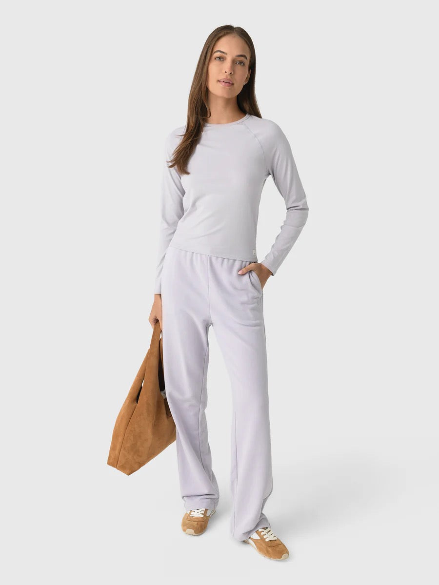 Vuori Pose Crew Long Sleeve Ribbed Top in Lavender Purple | Size Large
