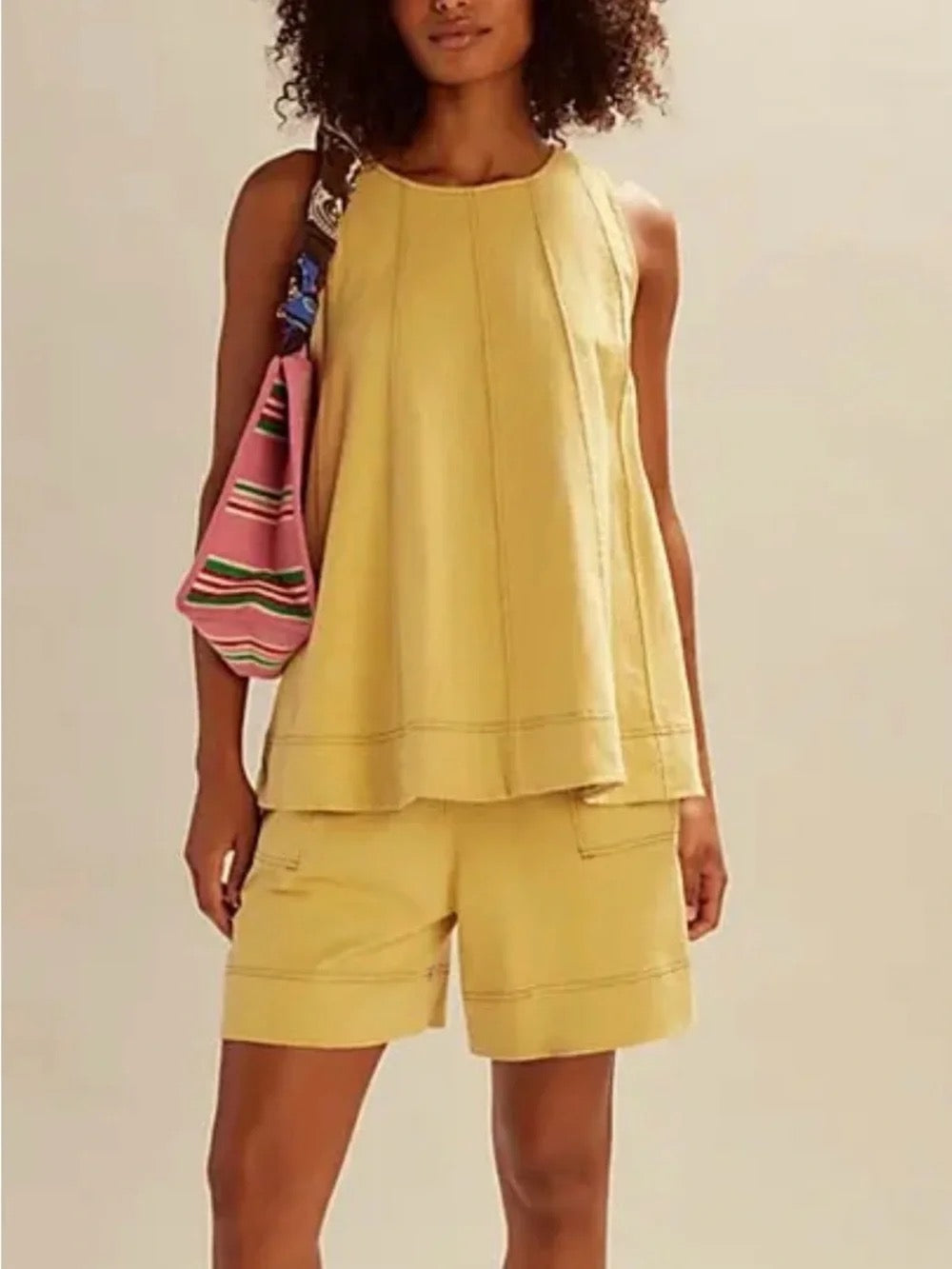 NWT Free People Beach Strada Trapeze Shirt in Yellow | Size XS