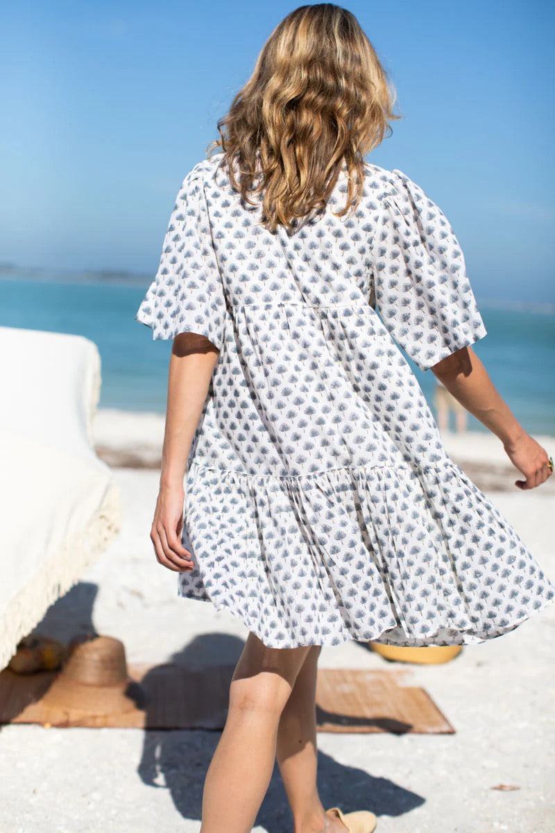 Emerson Fry India Collection Isla 2 Organic Cotton Block Print Tiered Mini Dress | XS/S
