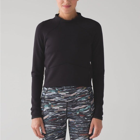 Lululemon Black Hill and Valley Mock Neck Long Sleeve Shirt | Size 6