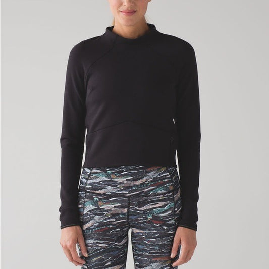 Lululemon Black Hill and Valley Mock Neck Long Sleeve Shirt | Size 6