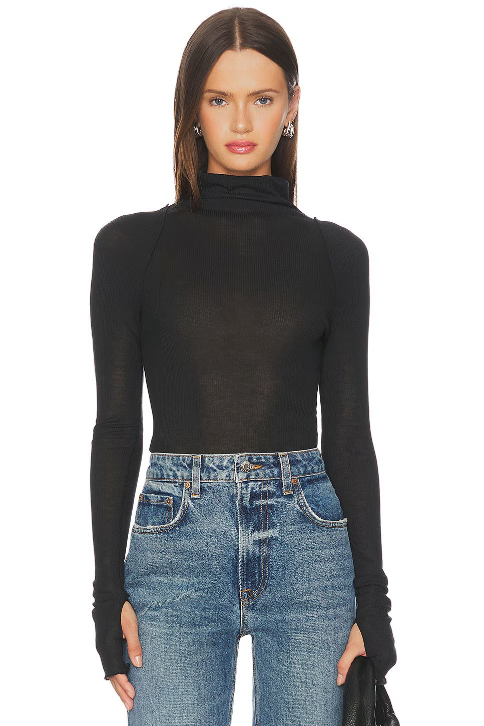 NWT Free People Close to Home Layering Ribbed Turtleneck in Black | Size Medium