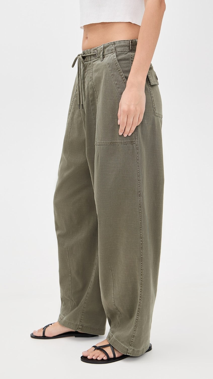 James Perse Oversized Military Pants in Olive Green | Size 26